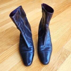 COACH "Arlyn" dark brown leather ankle boots, made in Italy, women's size 38.5